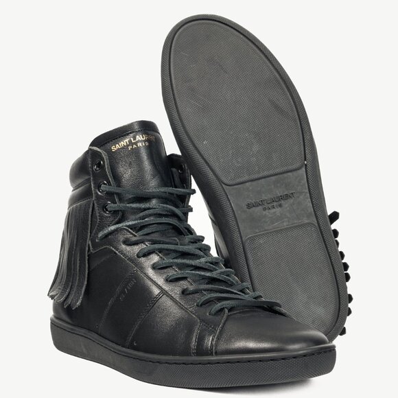 Saint Laurent SL/18H High Black Fringe High-Top Sneakers - Picture 4 of 13